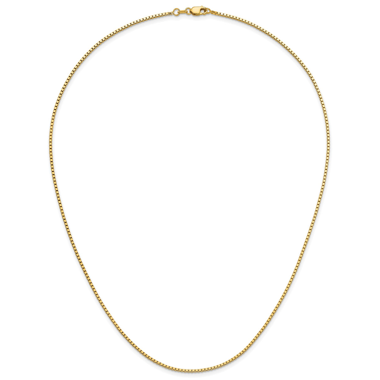 14K Yellow Gold 1.2 mm Box Chain Necklace, Polished detail view