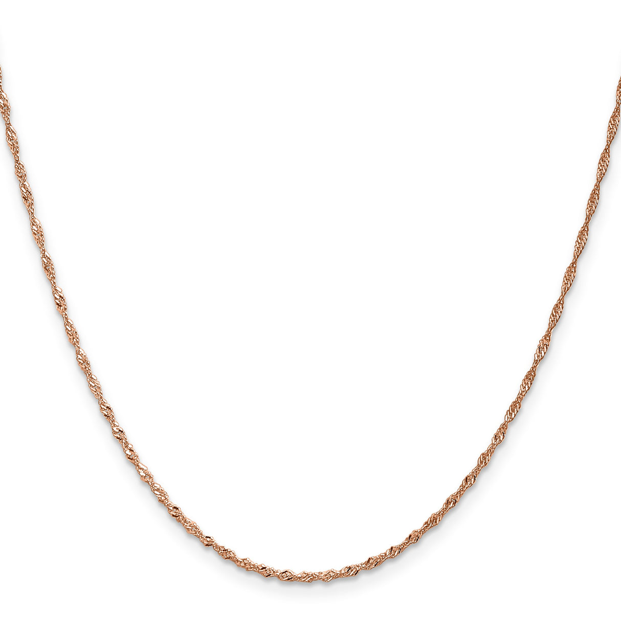 14K Rose Gold 1 mm Singapore Chain Necklace, Polished