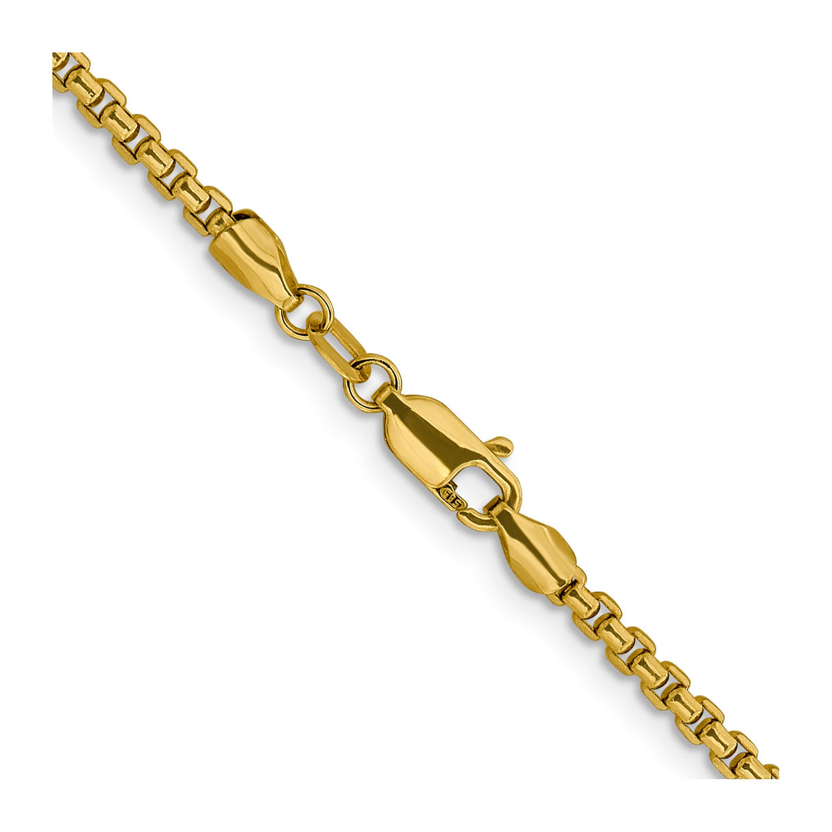 14K Yellow Gold 2.4 mm Box Chain Necklace, Polished alternate angle