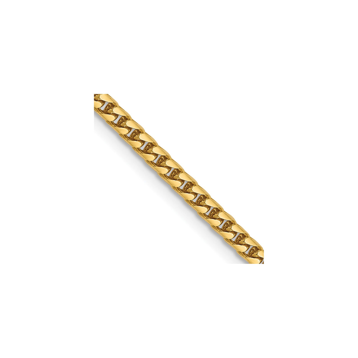 14K Yellow Gold 2 mm Franco Chain Necklace, Polished detail view