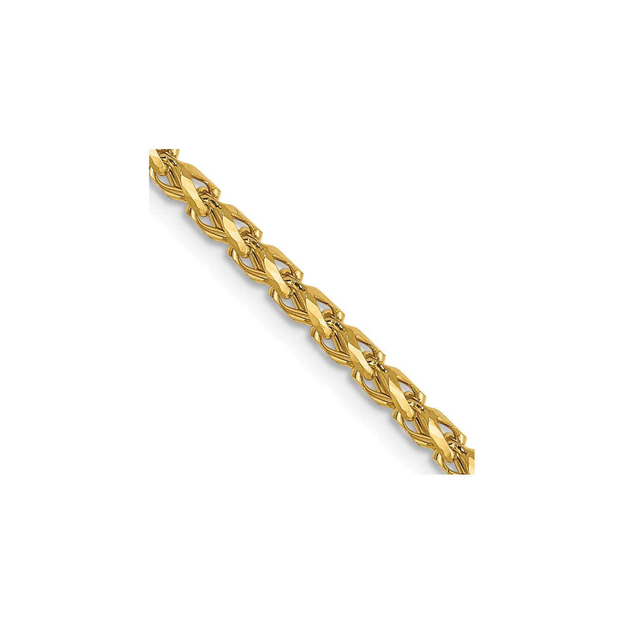 14K Yellow Gold 2.1 mm Franco Chain Necklace, Polished detail view