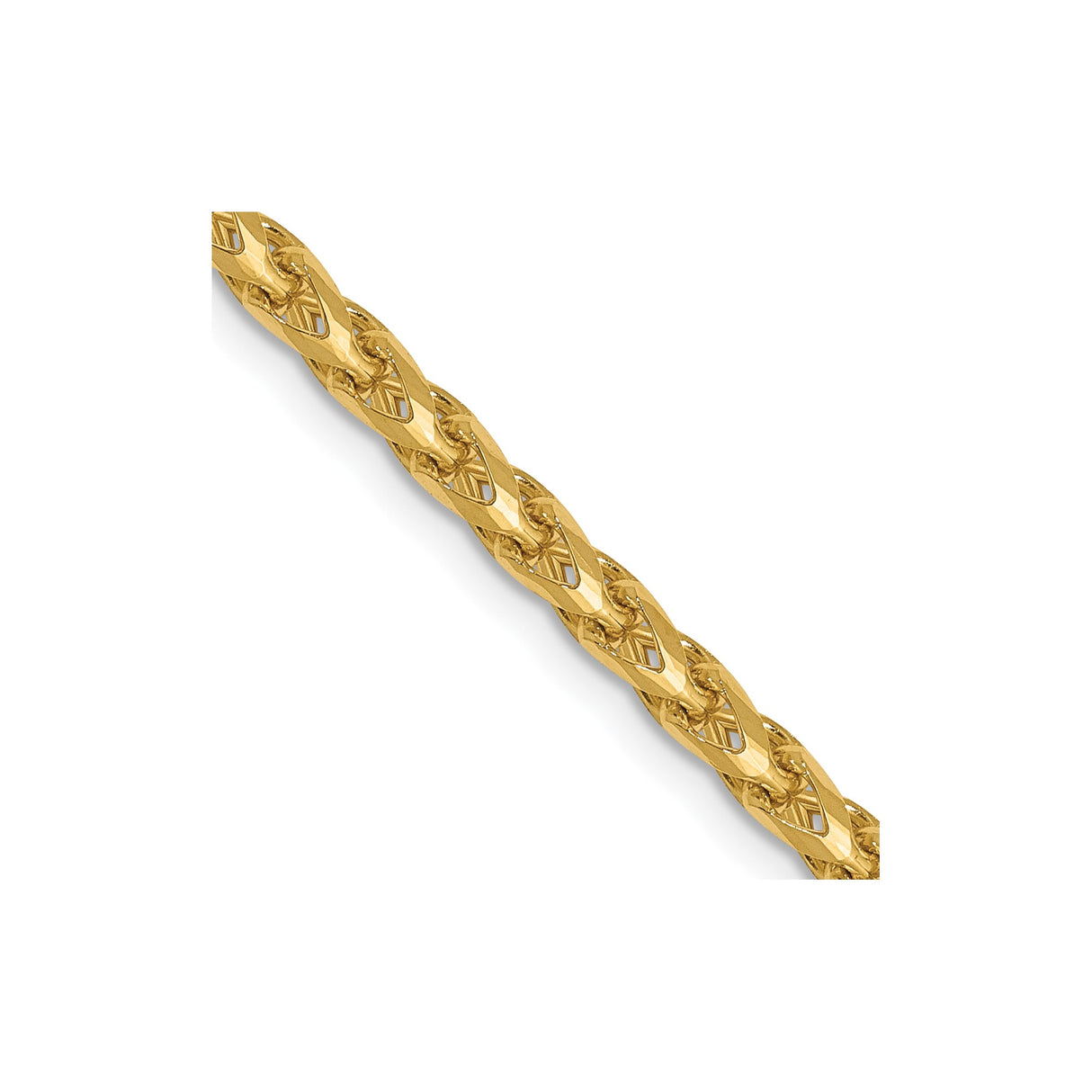 14K Yellow Gold 2.45 mm Franco Chain Necklace, Polished detail view