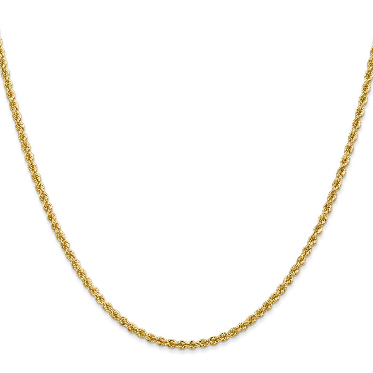 14K Yellow Gold 2.25 mm Rope Chain Necklace, Polished