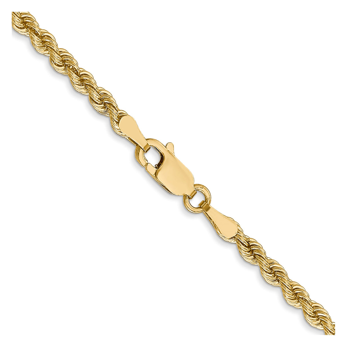 14K Yellow Gold 2.75 mm Rope Chain Necklace, Polished alternate angle