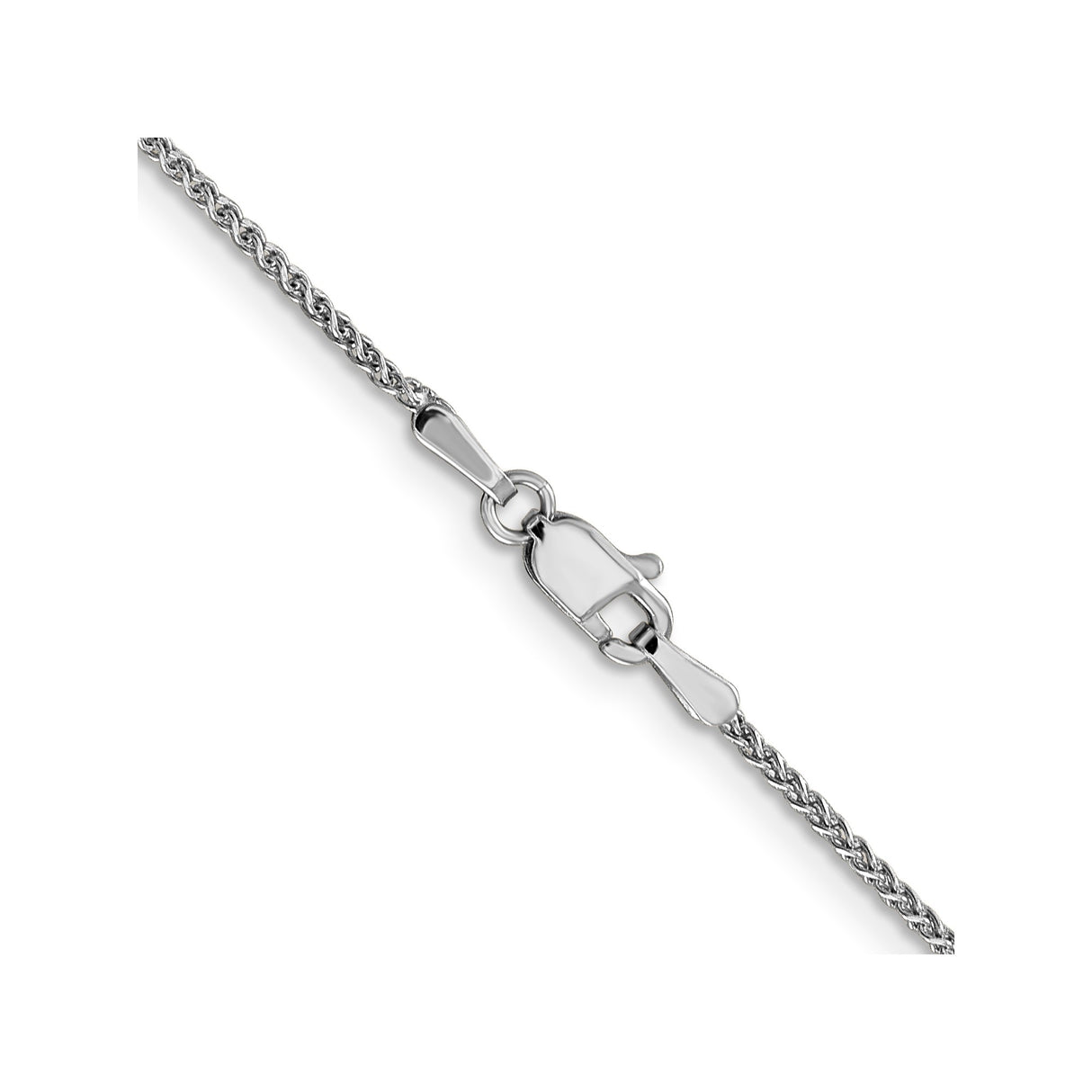 14K White Gold 1.2 mm Polished Chain Necklace, Solid alternate angle