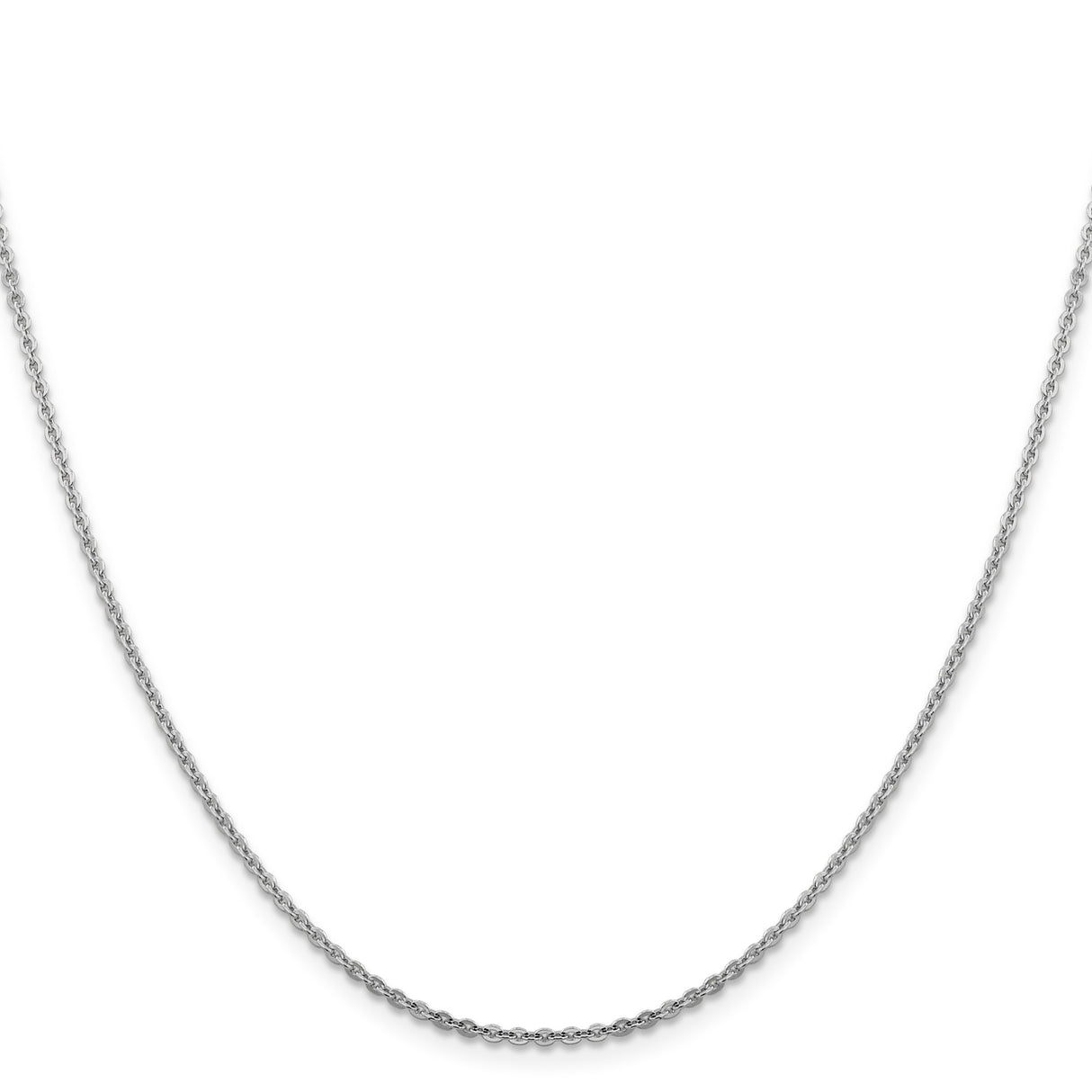 14K White Gold 1.95 mm Polished Chain Necklace, Solid
