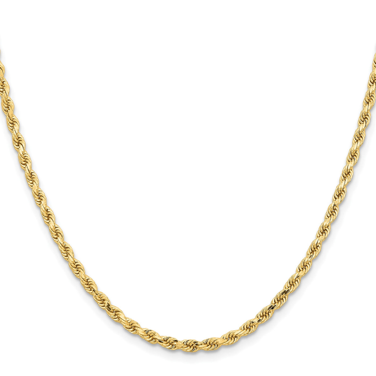 14K Yellow Gold 3.25 mm Rope Chain Necklace, Polished