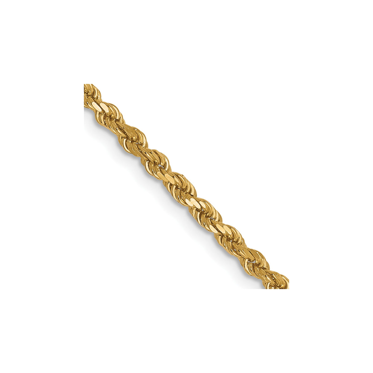 10K Yellow Gold 2.25 mm Rope Chain Necklace, Polished detail view