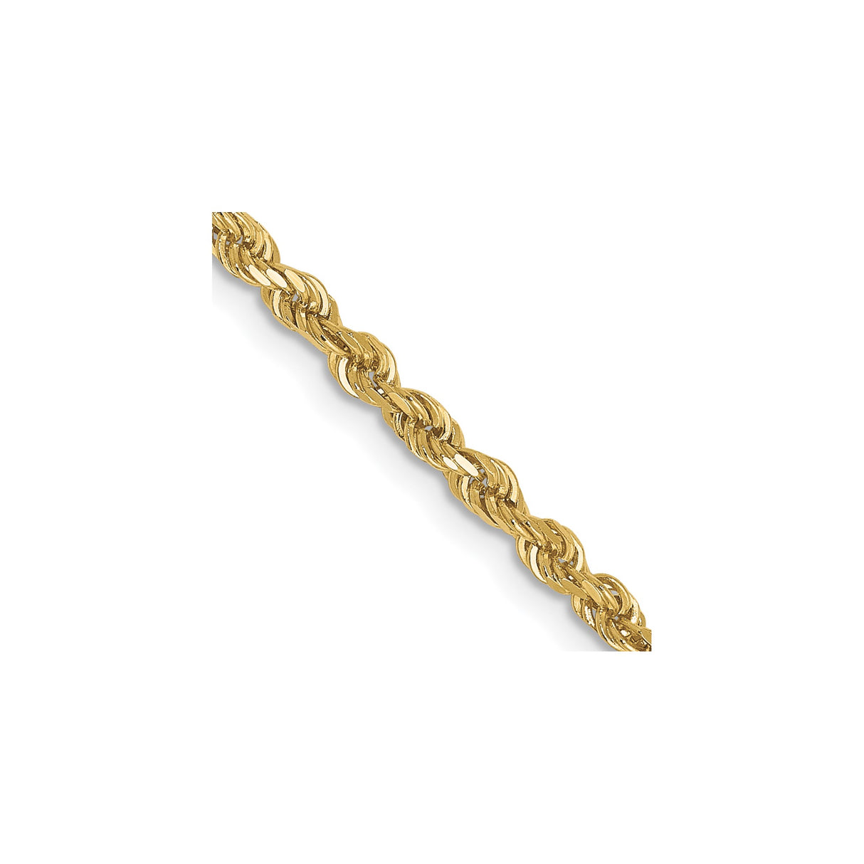 10K Yellow Gold 2.5 mm Rope Chain Necklace, Polished detail view