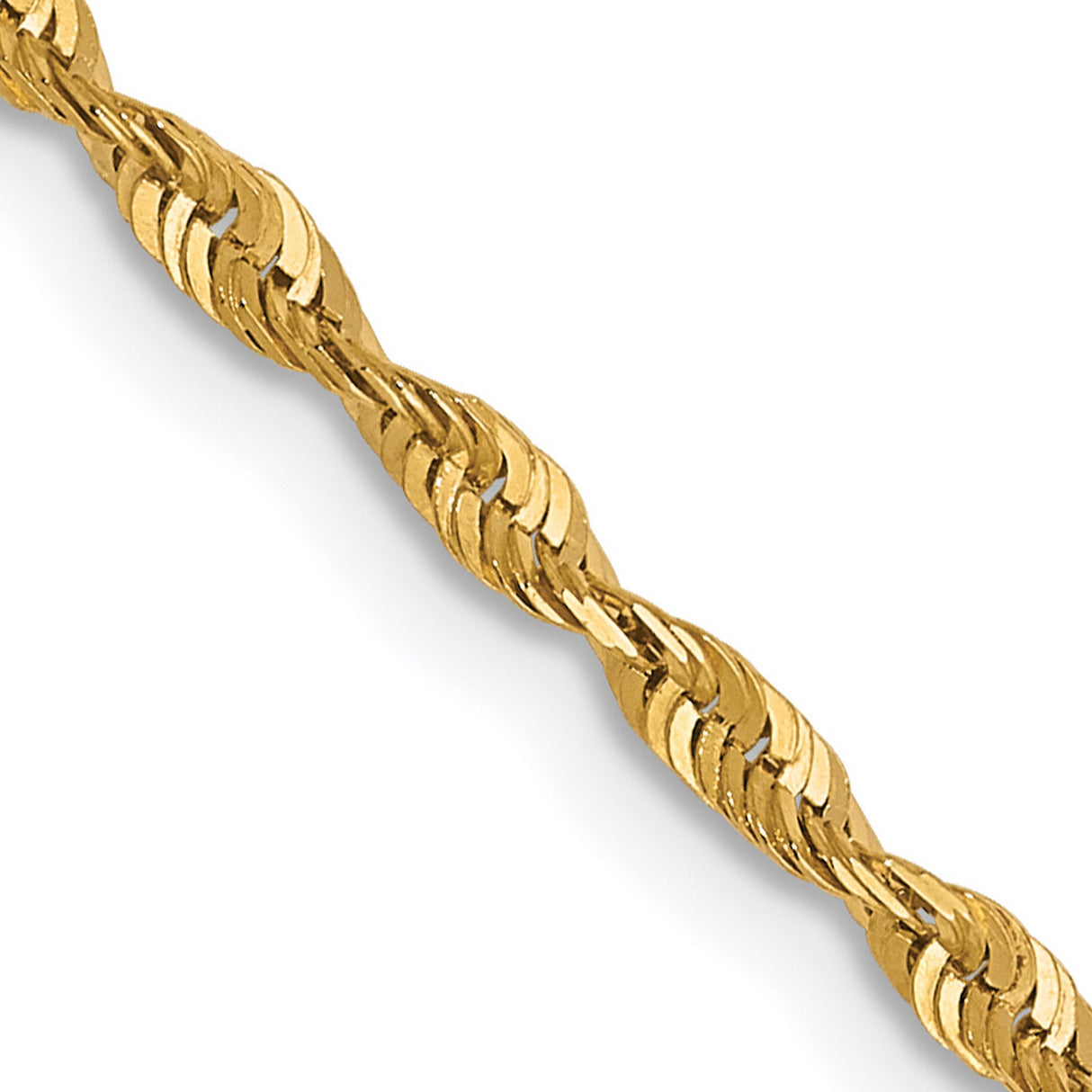 10K Yellow Gold 1.8 mm Rope Chain Necklace, Polished detail view