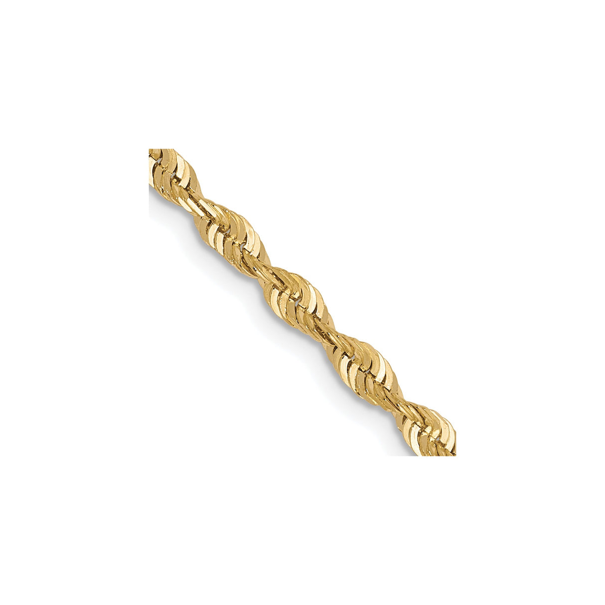 10K Yellow Gold 2.5 mm Rope Chain Necklace, Polished detail view