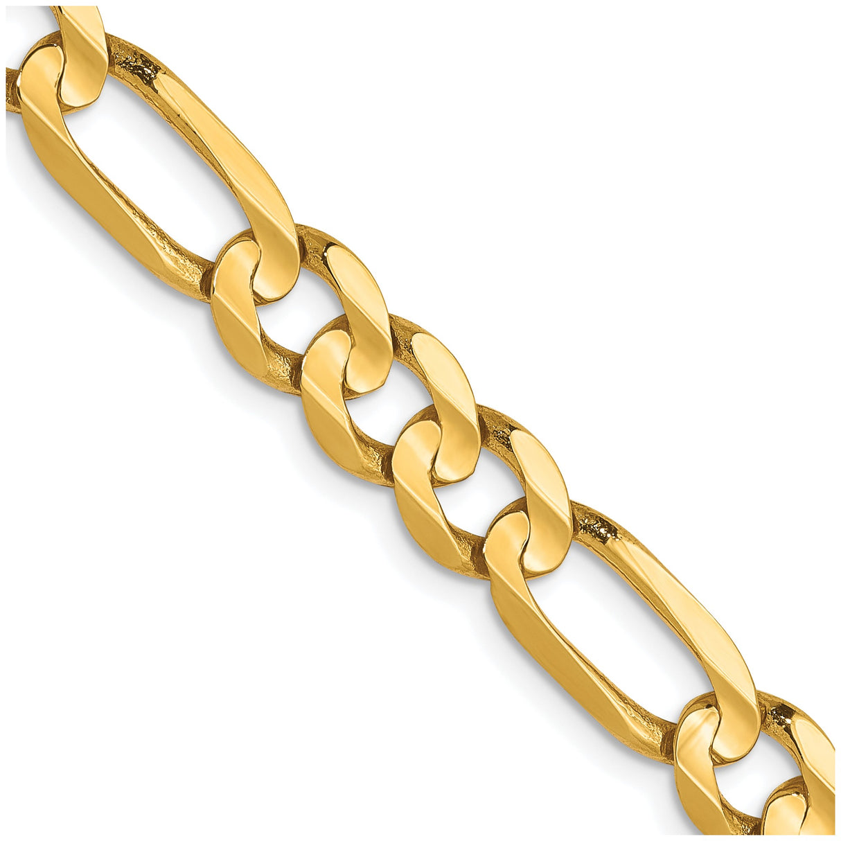 10K Yellow Gold 6 mm Figaro Chain Necklace, Polished detail view