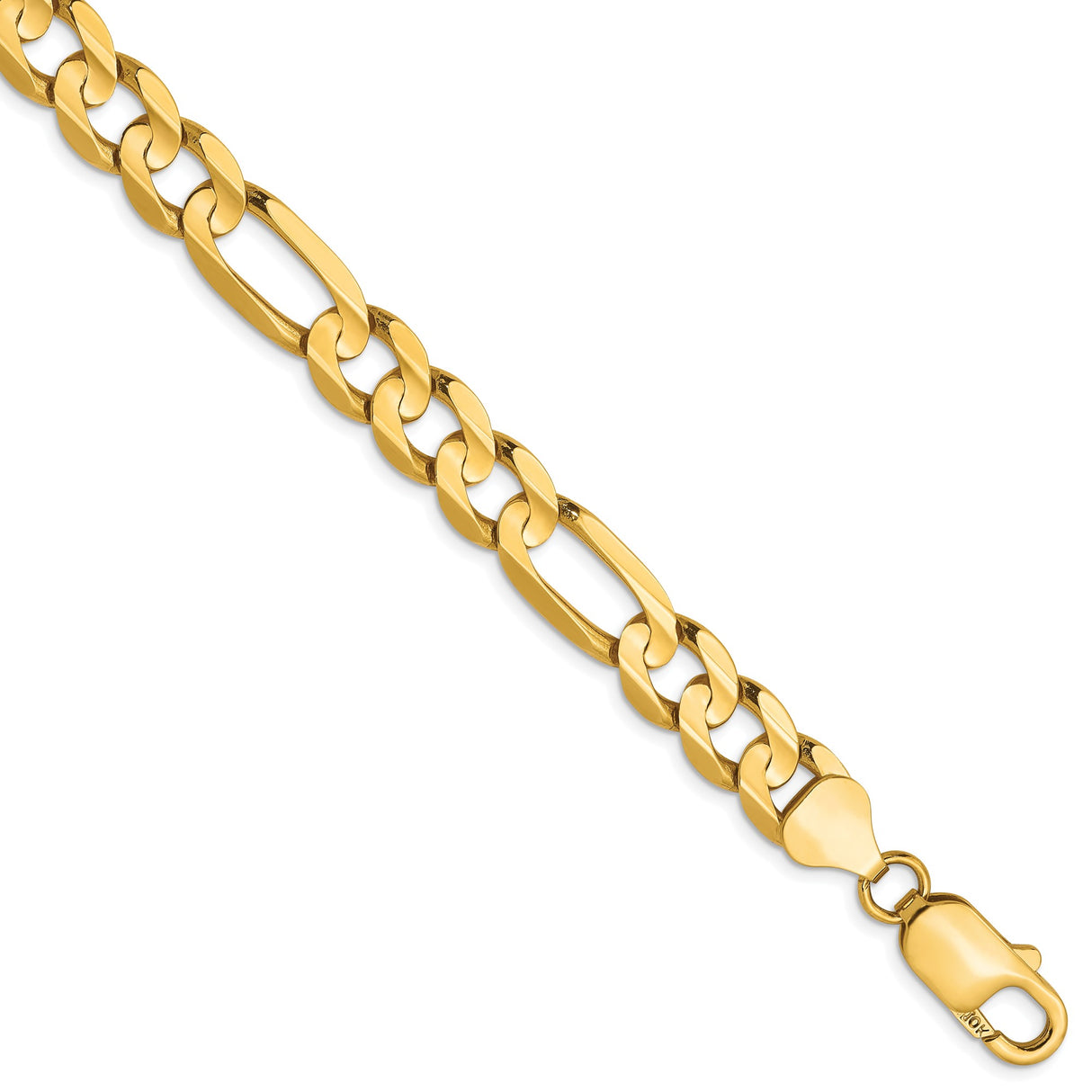 10K Yellow Gold 7.5 mm Figaro Chain Anklet, Polished shown for scale