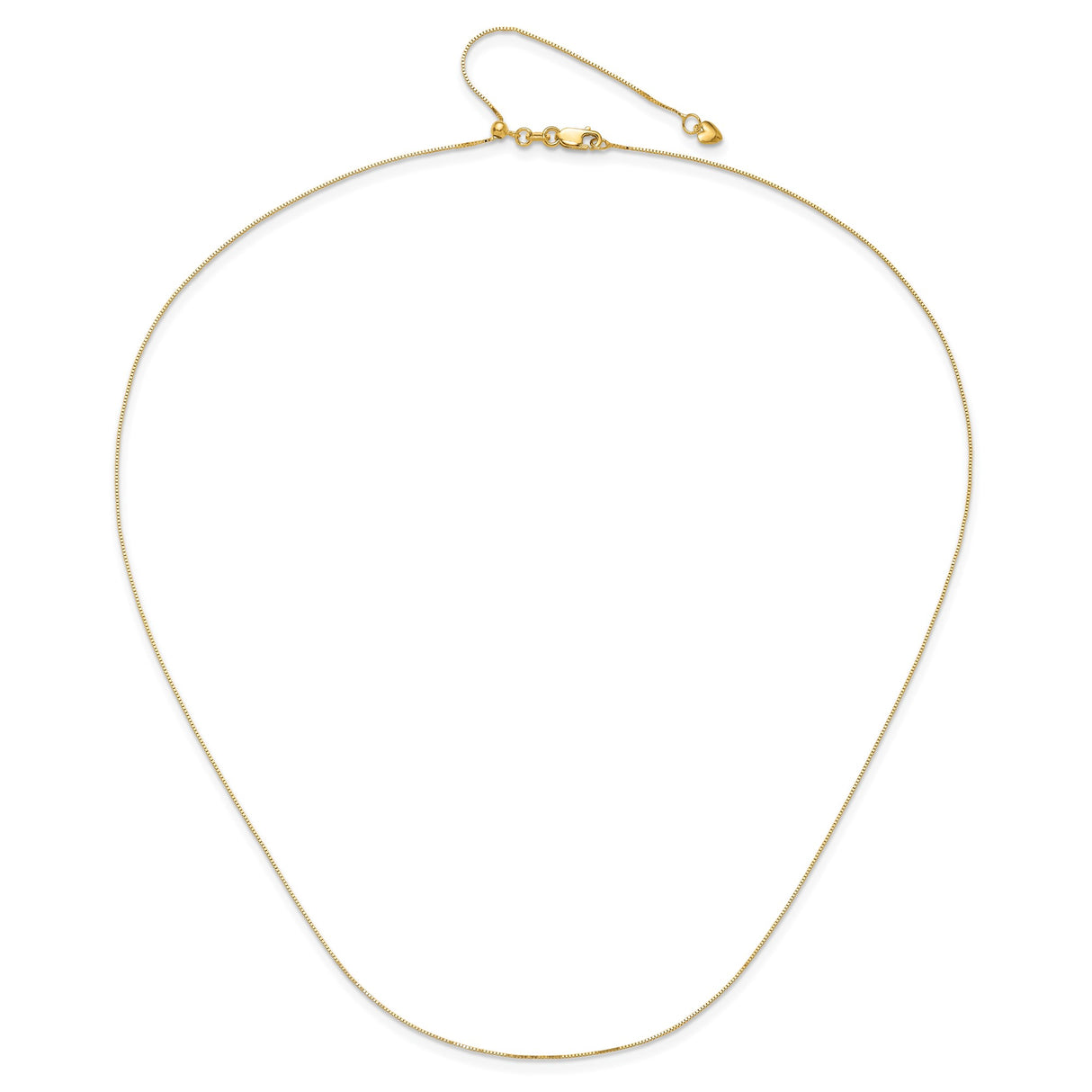 10K Yellow Gold 0.7 mm Box Chain Necklace, Polished alternate angle