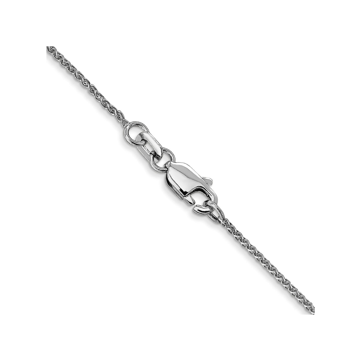 10K White Gold 1 mm Polished Chain Necklace, Solid alternate angle