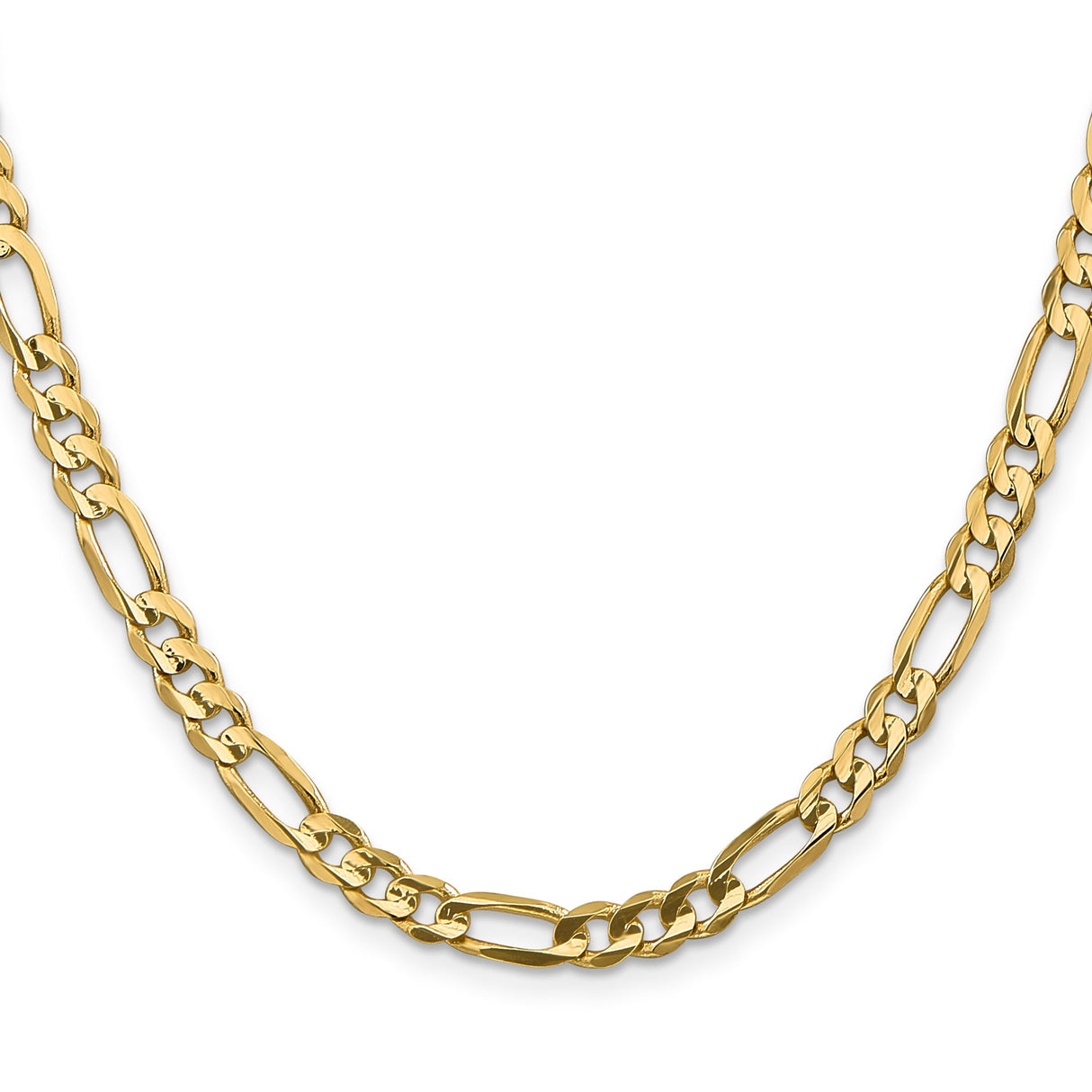 10K Yellow Gold 5.25 mm Figaro Chain Necklace, Polished