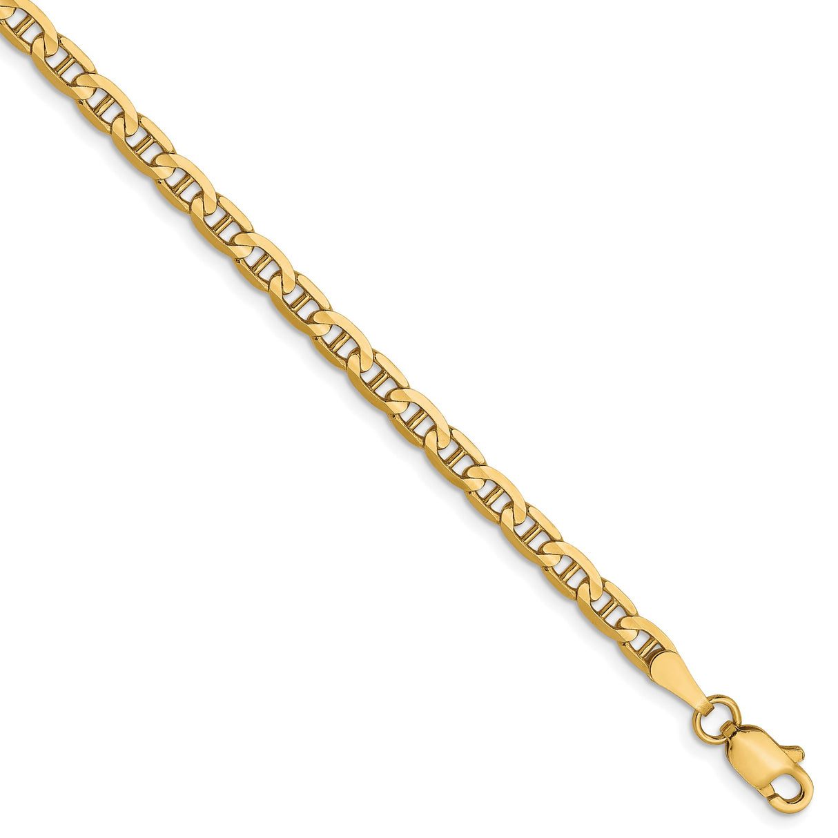 10K Yellow Gold 3 mm Polished Chain Bracelet, Solid