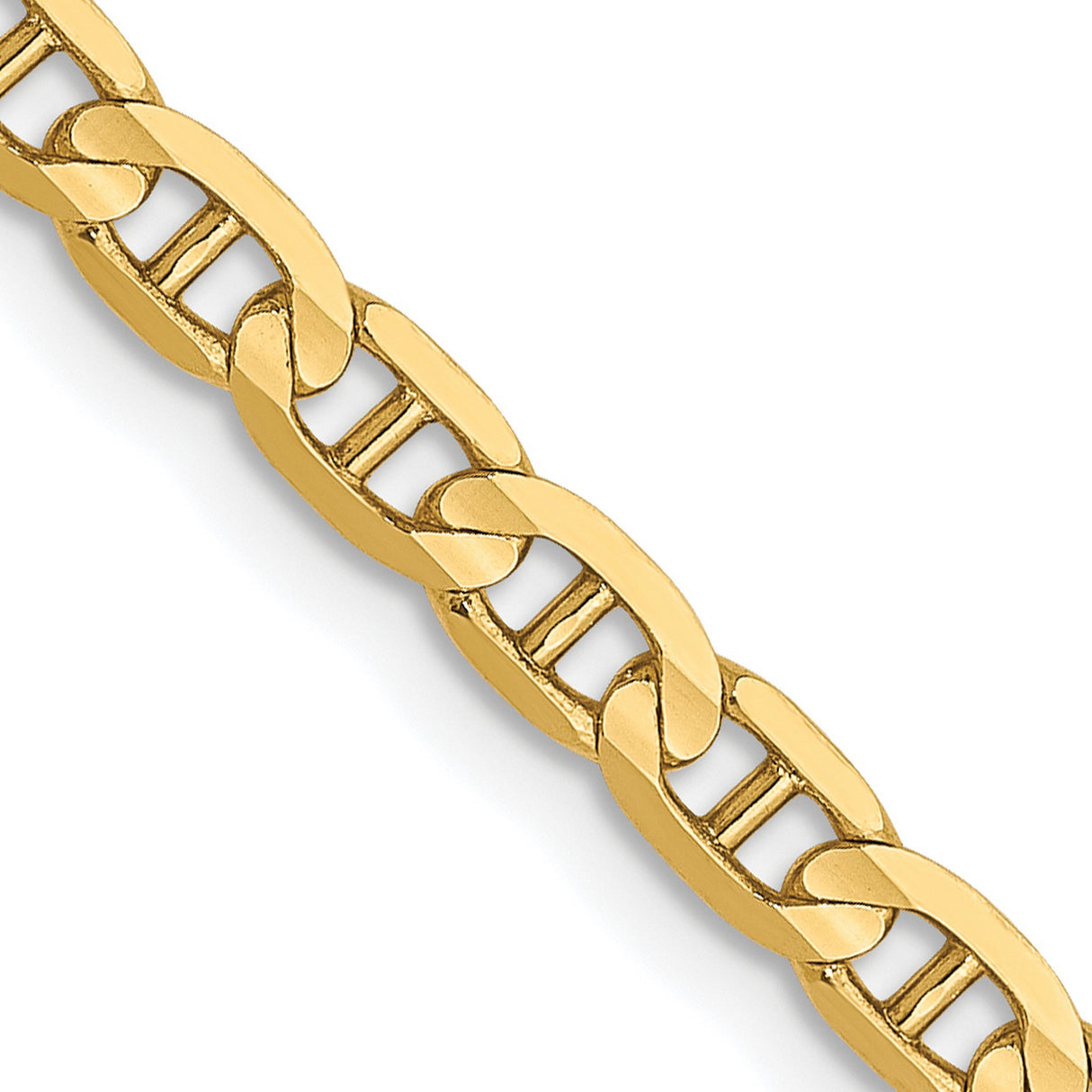 10K Yellow Gold 3 mm Polished Chain Necklace, Solid detail view