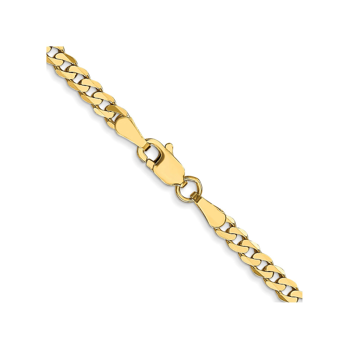 10K Yellow Gold 2.4 mm Curb Chain Necklace, Polished alternate angle