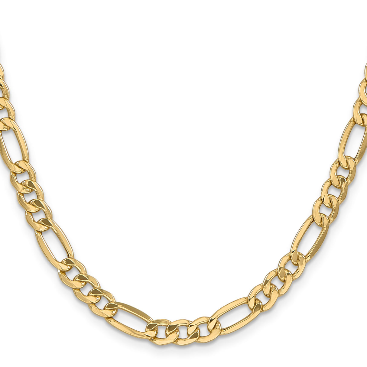 10K Yellow Gold 6.6 mm Figaro Chain Necklace, Polished