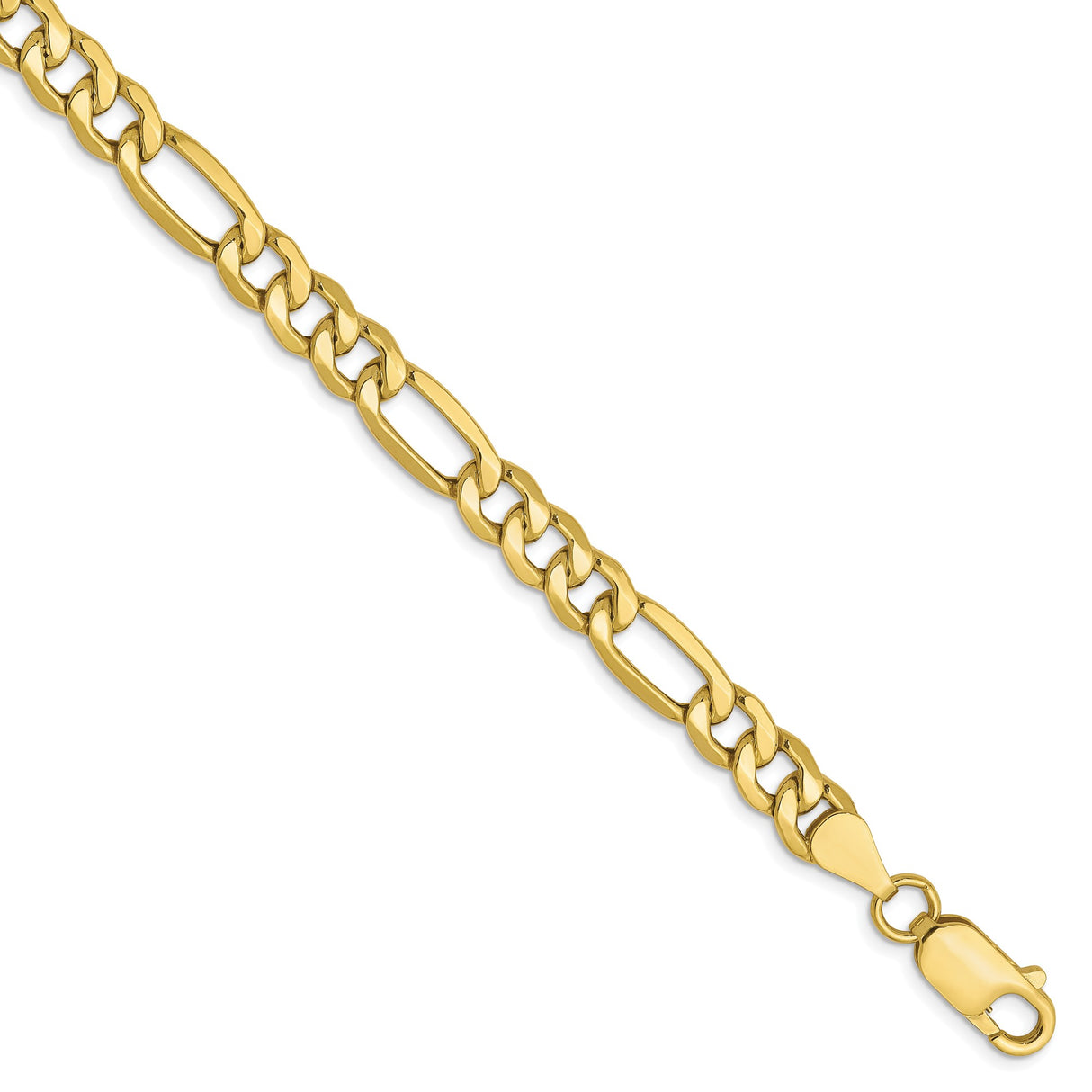 10K Yellow Gold 6.6 mm Figaro Chain Bracelet, Polished