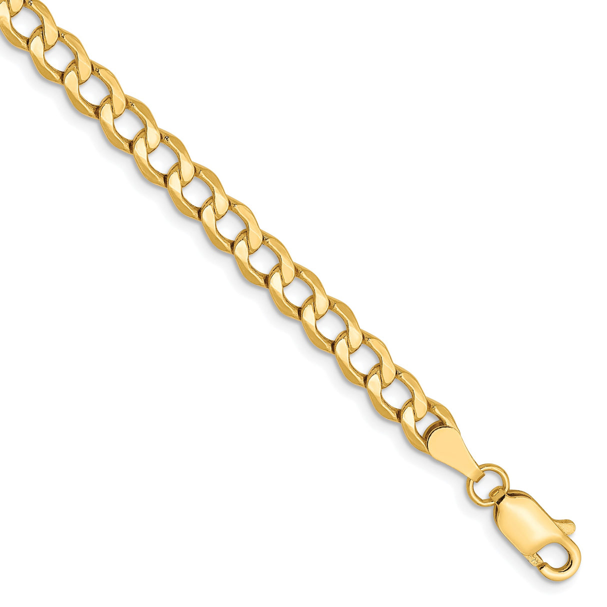 10K Yellow Gold 4.3 mm Curb Chain Bracelet, Polished