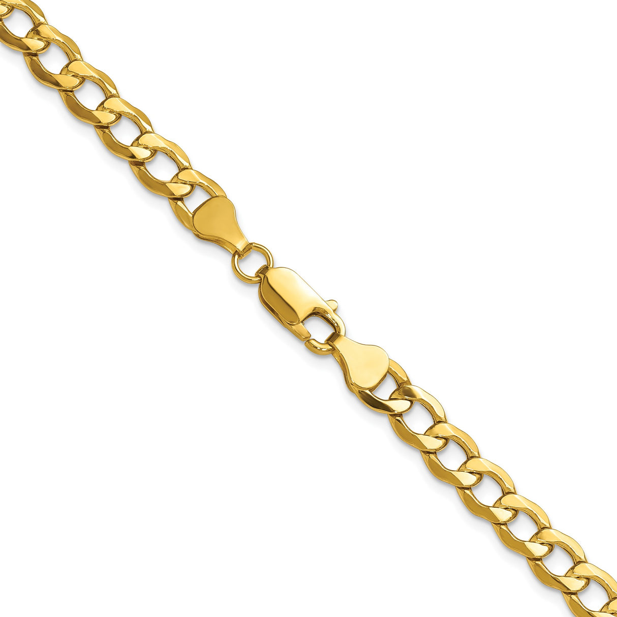 10K Yellow Gold 6.5 mm Curb Chain Necklace, Polished alternate angle