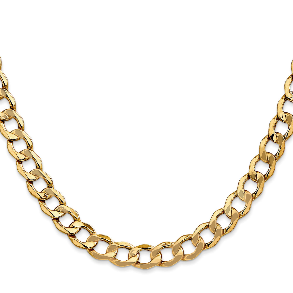 10K Yellow Gold 7 mm Curb Chain Necklace, Polished