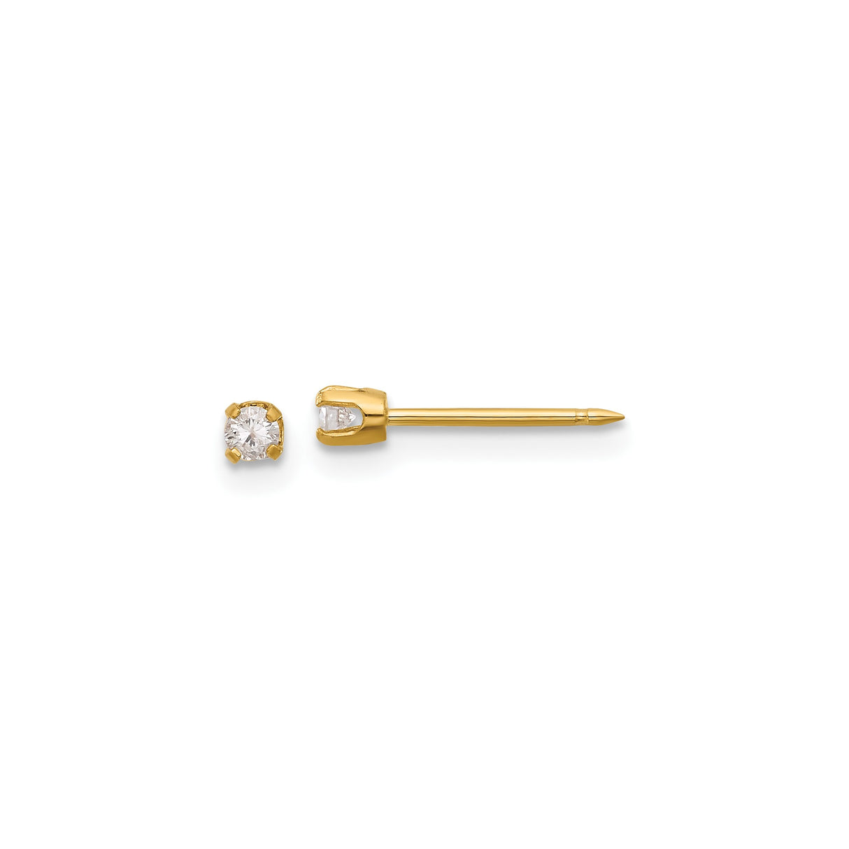 14k Yellow Gold Solitaire Diamond Stud Earrings, Classic Four-Prong Setting