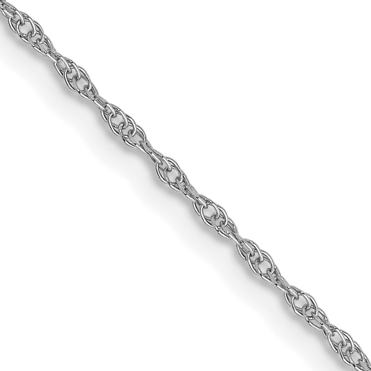 14K White Gold 0.95 mm Polished Chain Necklace, Solid detail view