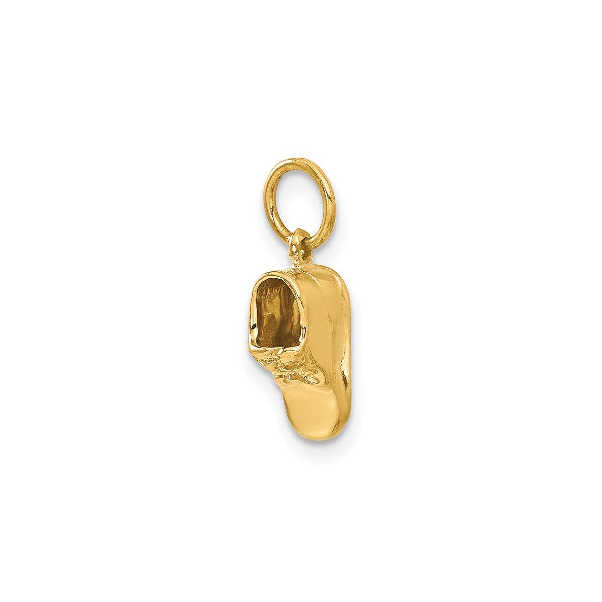 14k Yellow Gold Baby Shoe Charm Pendant, Detailed Slipper Design, Keepsake for Women or Unisex Wear