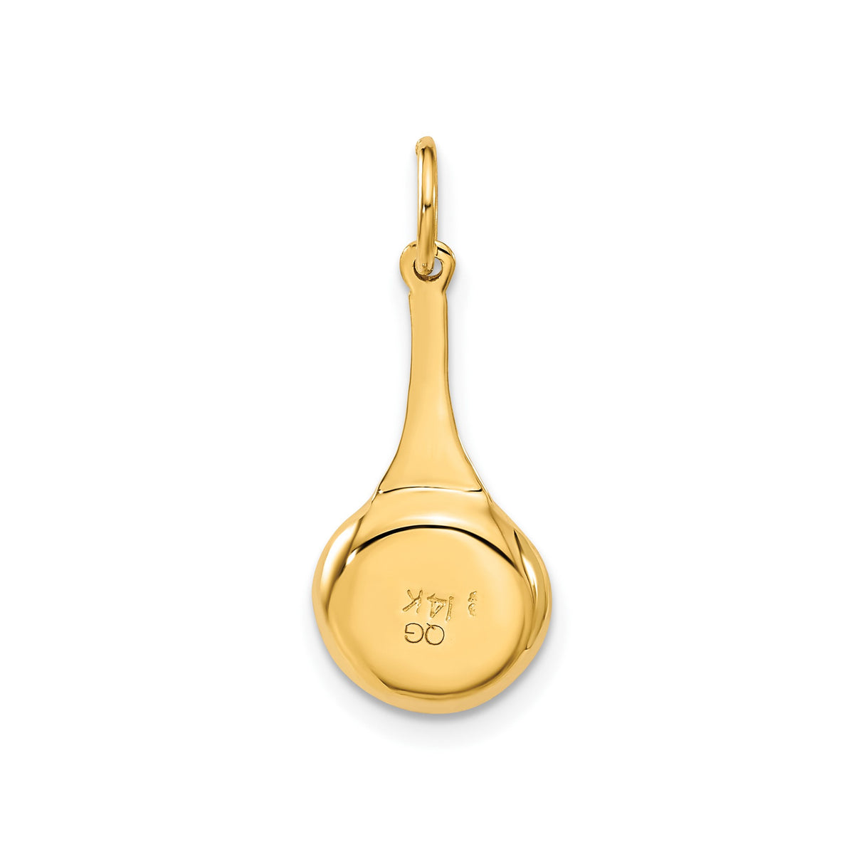 14k Yellow Gold Frying Pan Pendant with Enamel Fried Egg Detail, Novelty Cooking Jewelry