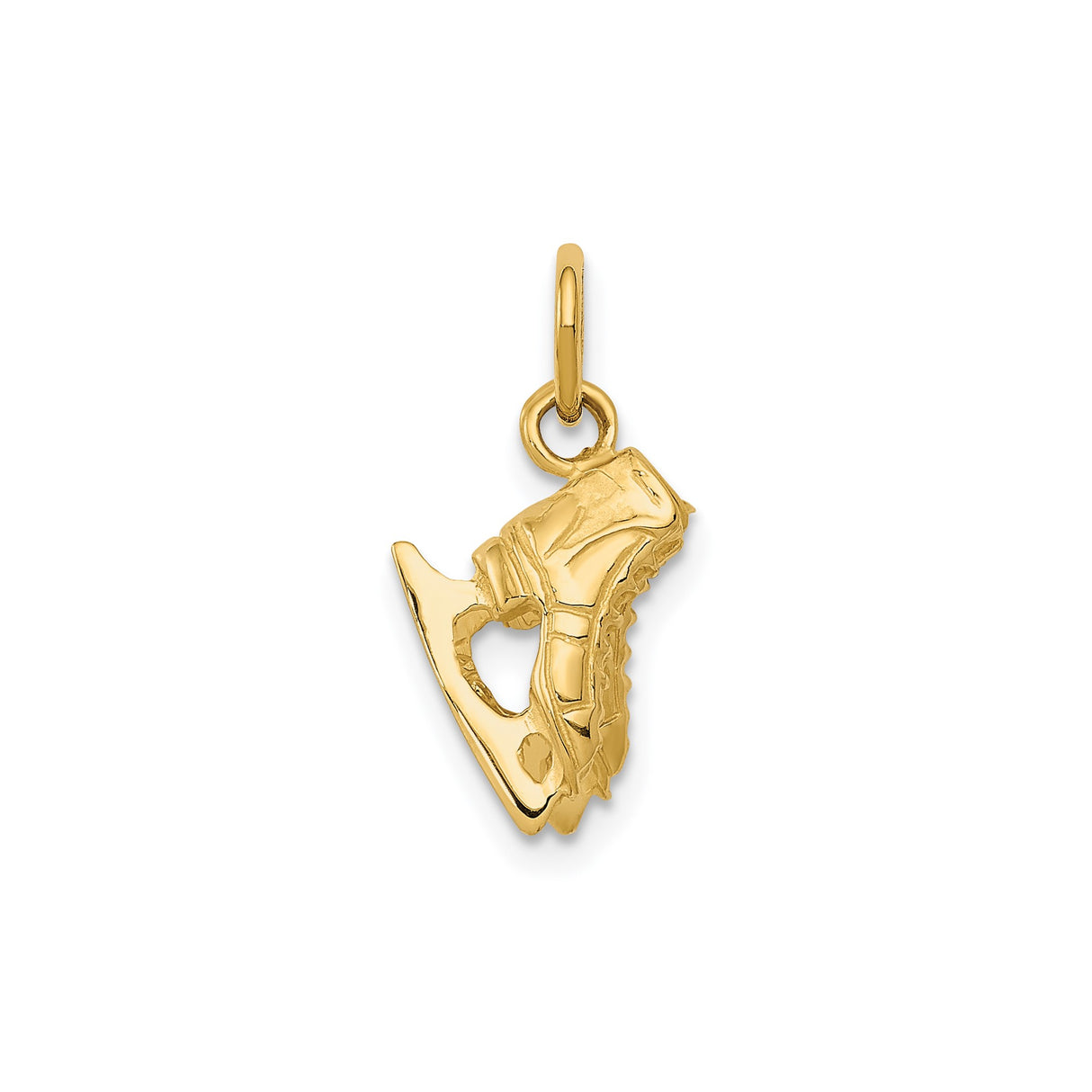 14k Yellow Gold Ice Skate Charm Pendant, 3D Skates Jewelry for Women or Unisex Wear
