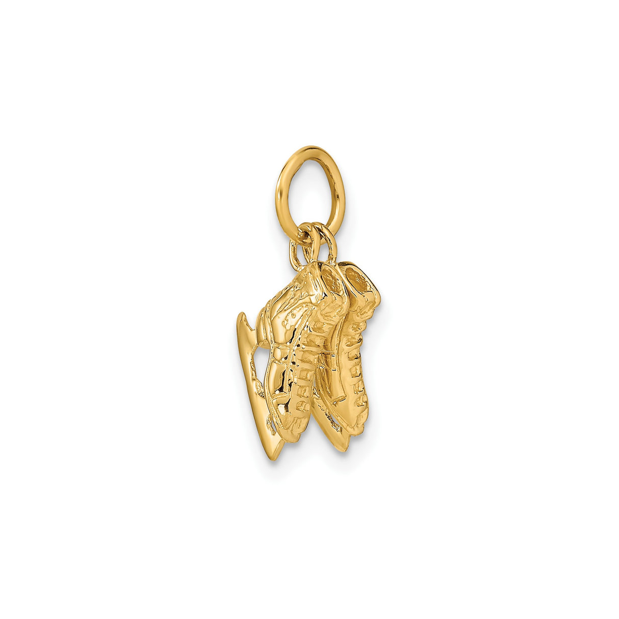 14k Yellow Gold Ice Skate Charm Pendant, 3D Skates Jewelry for Women or Unisex Wear