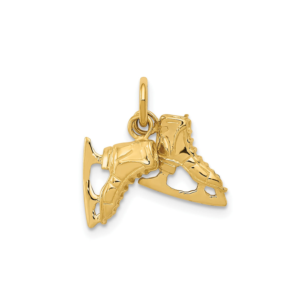14k Yellow Gold Ice Skate Charm Pendant, 3D Skates Jewelry for Women or Unisex Wear