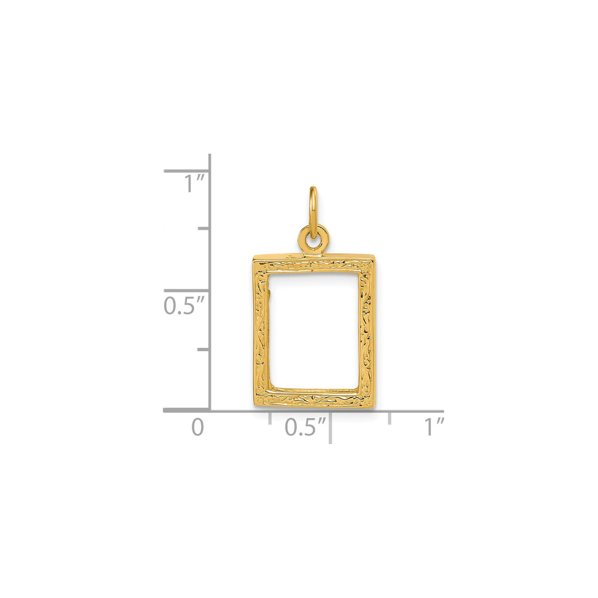 14k Yellow Gold Rectangular Photo Pendant with Floral Frame, Memory Keepsake Charm for Women