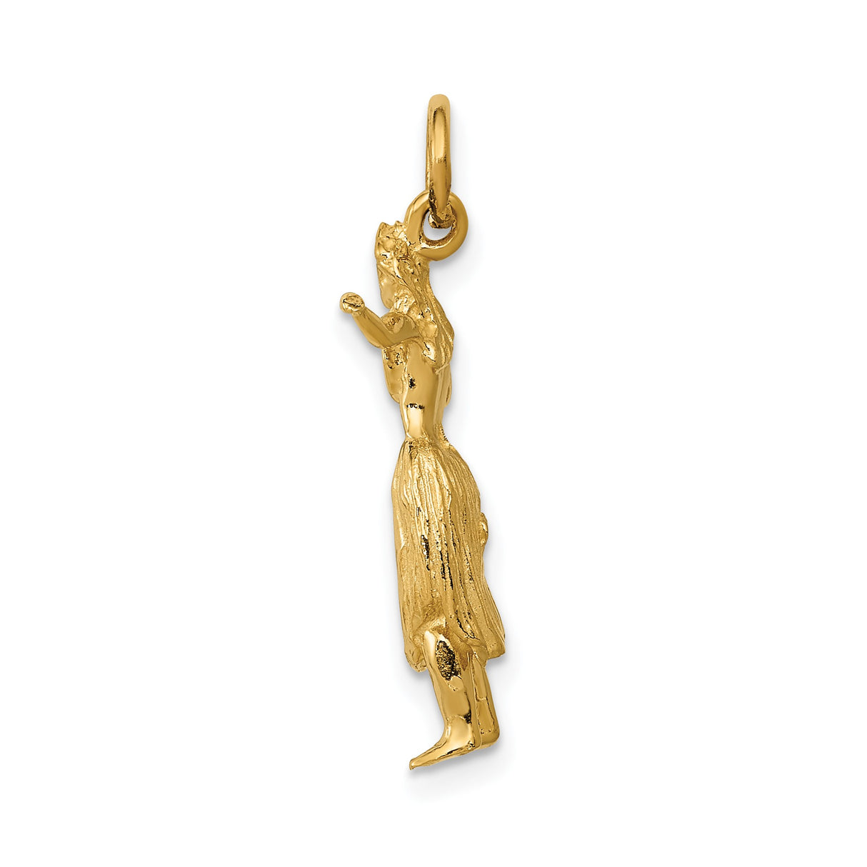 14k Yellow Gold Hula Dancer Pendant, Hawaiian Charm, Tropical Island Jewelry for Women