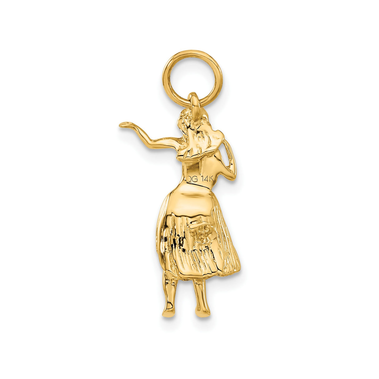 14k Yellow Gold Hula Dancer Pendant, Hawaiian Charm, Tropical Island Jewelry for Women