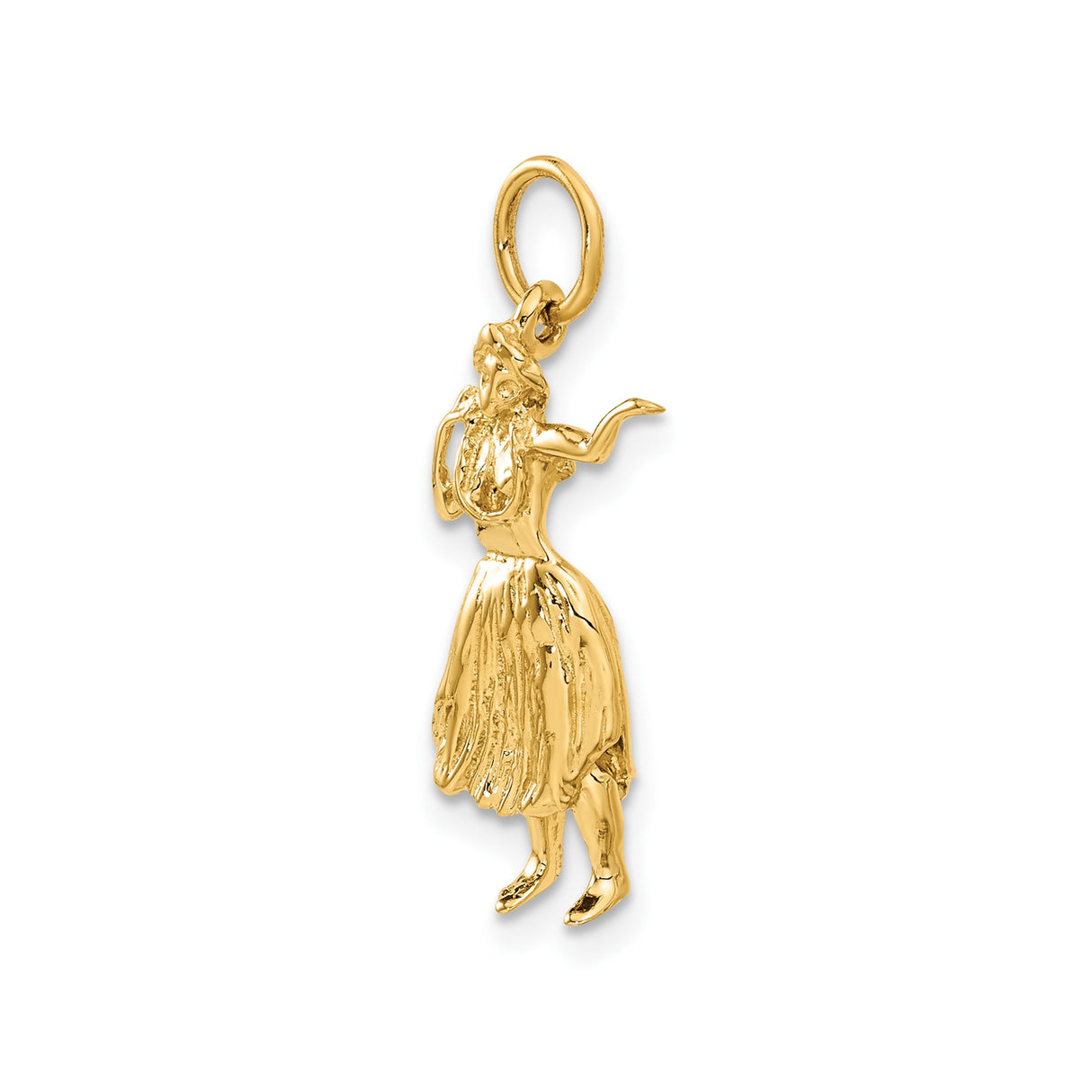 14k Yellow Gold Hula Dancer Pendant, Hawaiian Charm, Tropical Island Jewelry for Women