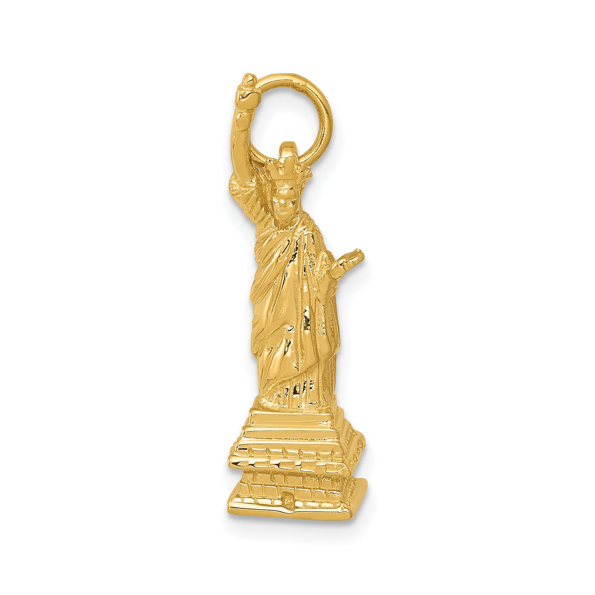 14k Yellow Gold Statue of Liberty Pendant, Patriotic Monument Charm for Women or Unisex