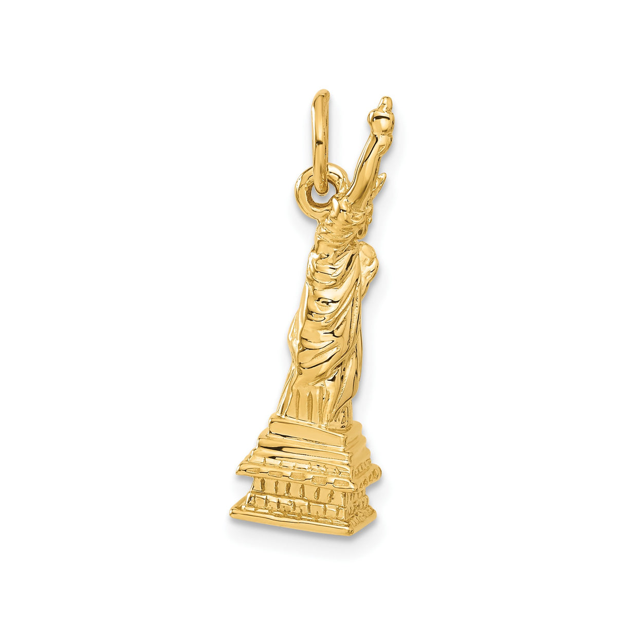 14k Yellow Gold Statue of Liberty Pendant, Patriotic Monument Charm for Women or Unisex