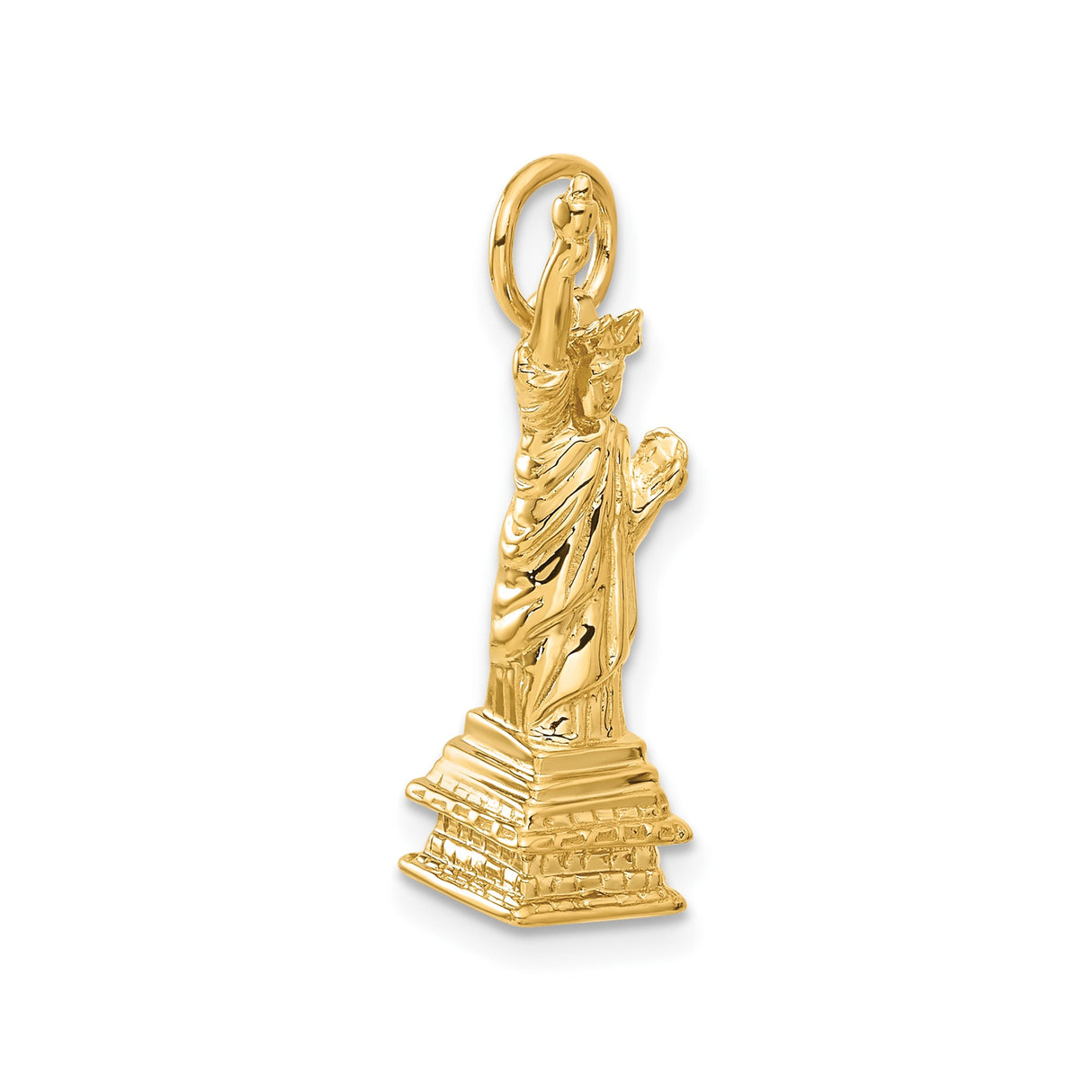 14k Yellow Gold Statue of Liberty Pendant, Patriotic Monument Charm for Women or Unisex