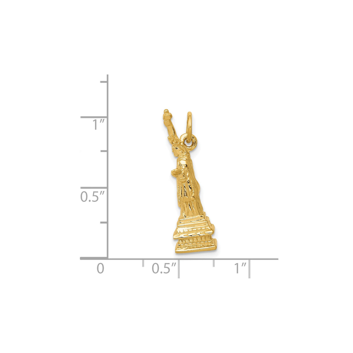 14k Yellow Gold Statue of Liberty Pendant, Patriotic Monument Charm for Women or Unisex