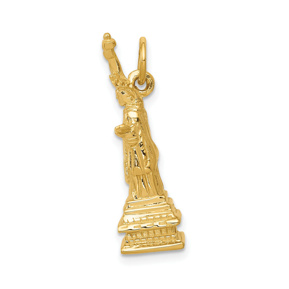 14k Yellow Gold Statue of Liberty Pendant, Patriotic Monument Charm for Women or Unisex