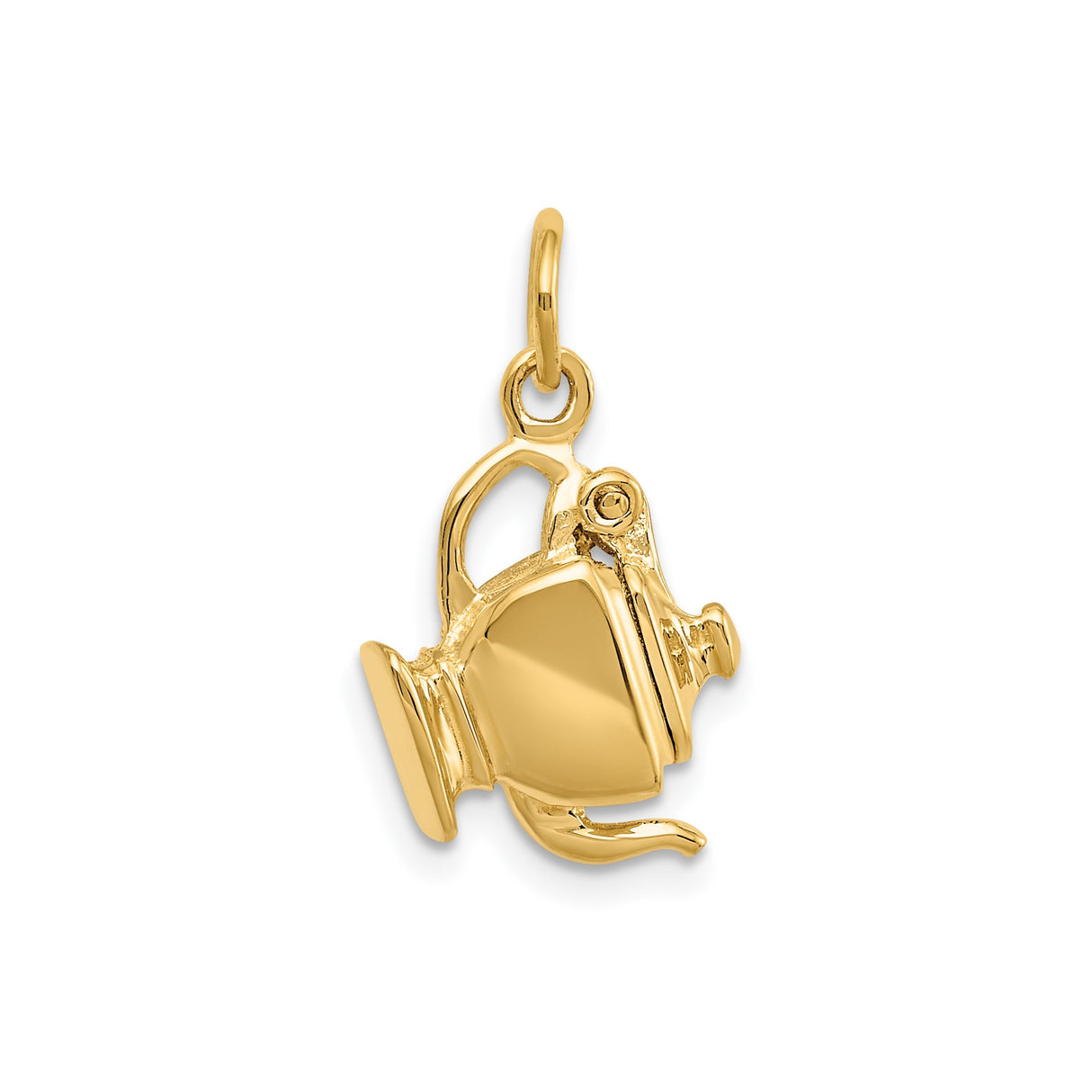 14k Yellow Gold Teapot Pendant Charm, 3D Miniature Design, Tea Lover Jewelry