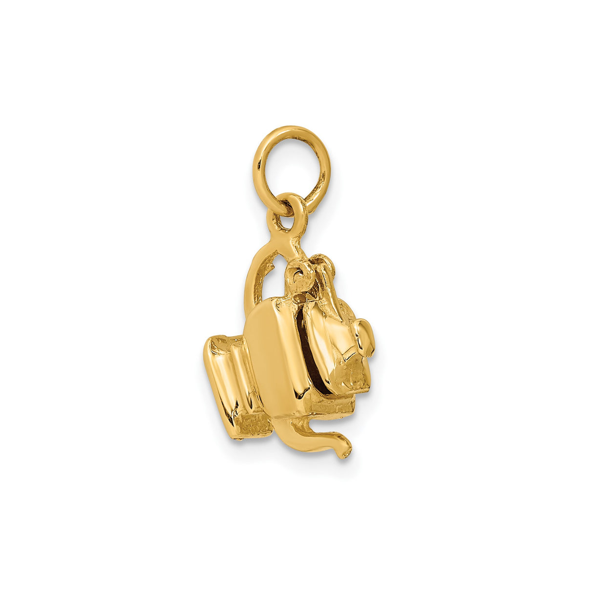 14k Yellow Gold Teapot Pendant Charm, 3D Miniature Design, Tea Lover Jewelry