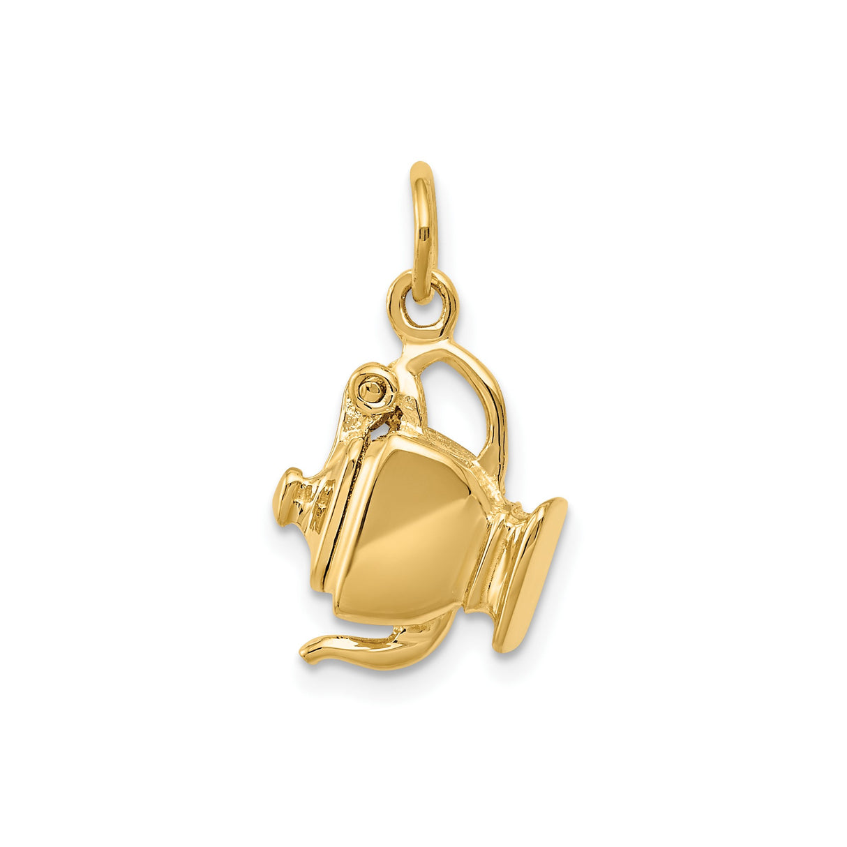 14k Yellow Gold Teapot Pendant Charm, 3D Miniature Design, Tea Lover Jewelry