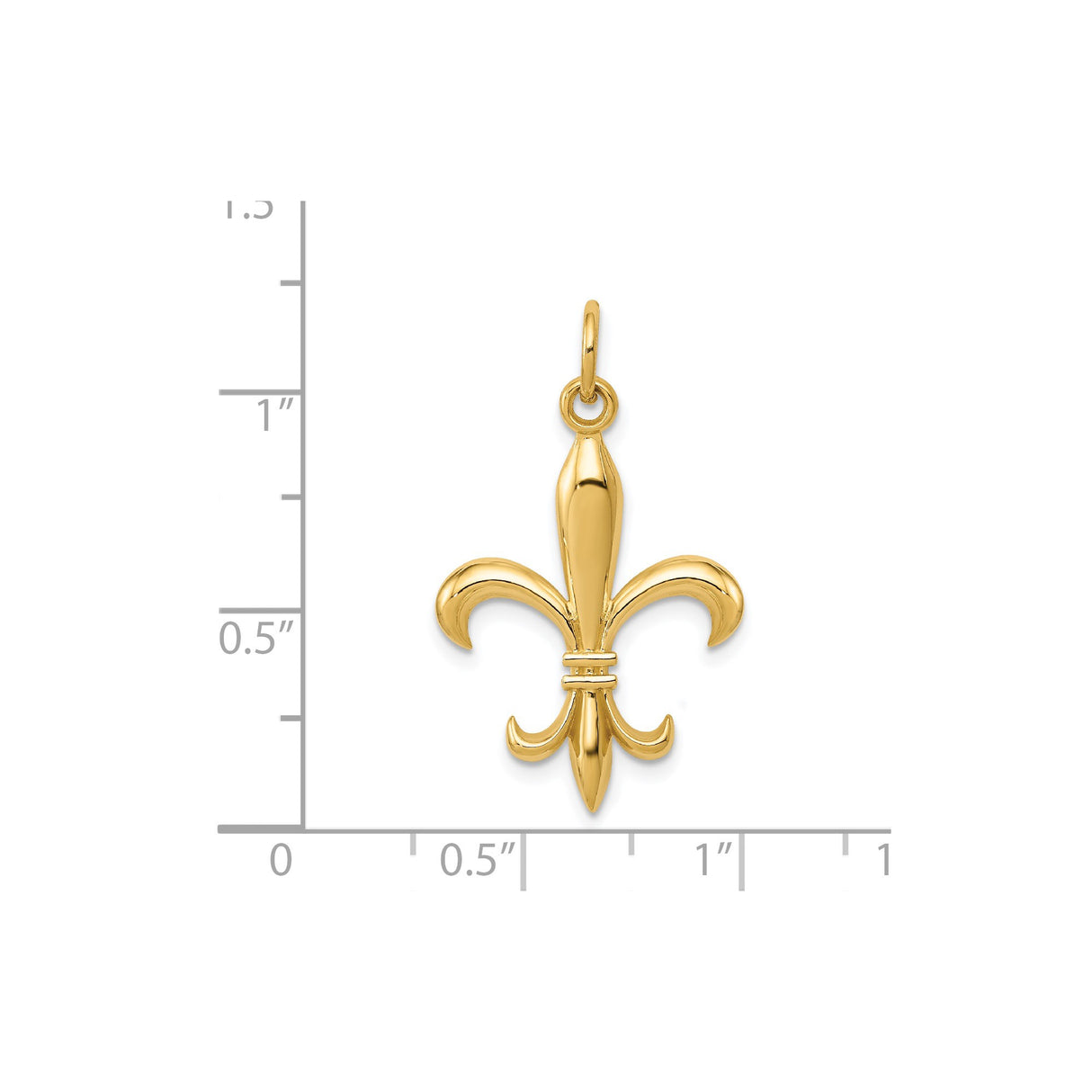 14k Yellow Gold Fleur de Lis Pendant, French Lily Symbol, Classic European Design for Women or Unisex