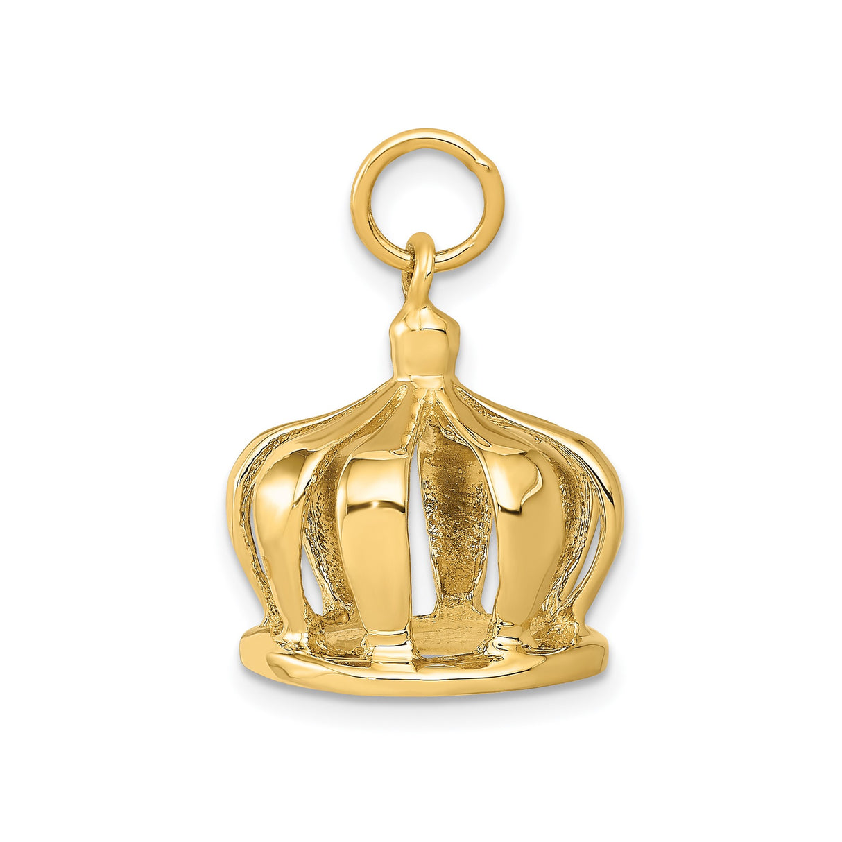 14k Yellow Gold Crown Pendant Charm with Openwork Royal Design for Men and Women