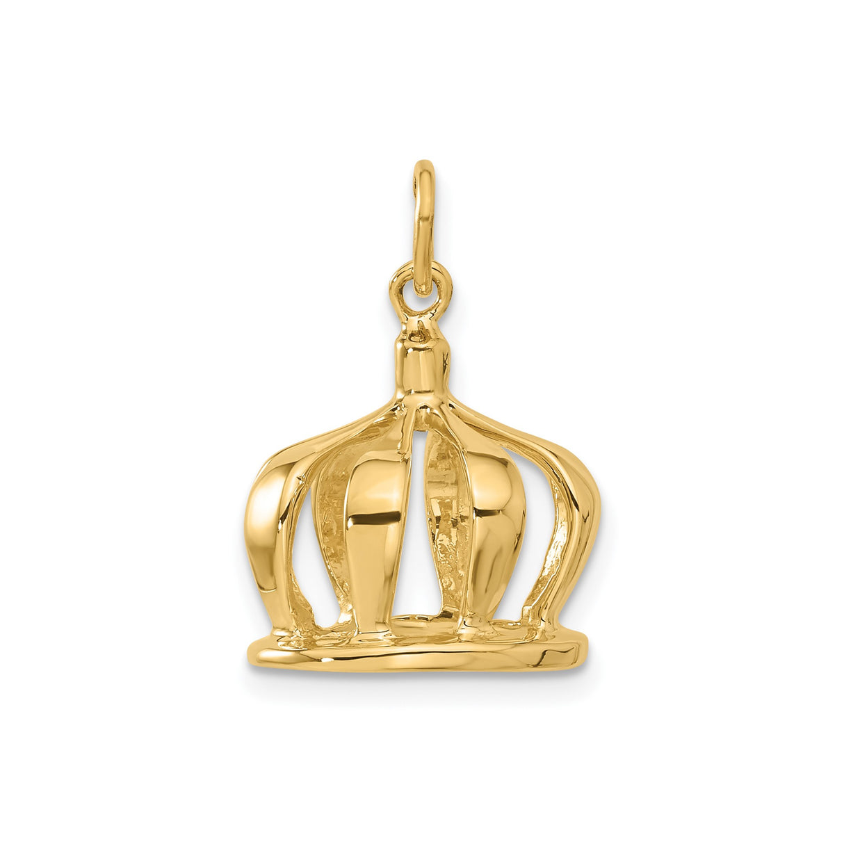 14k Yellow Gold Crown Pendant Charm with Openwork Royal Design for Men and Women